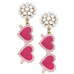 CANVAS STYLE Charming Heart Sunglasses Dangle Earrings Faux Pearl Stud NWT
